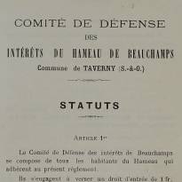 Statuts du Comité de défense des intérêts du hameau de Beauchamps