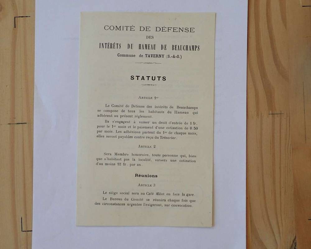 Statuts du Comité de défense des intérêts de Beauchamp
