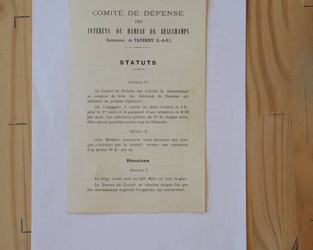Statuts du Comité de défense des intérêts de Beauchamp