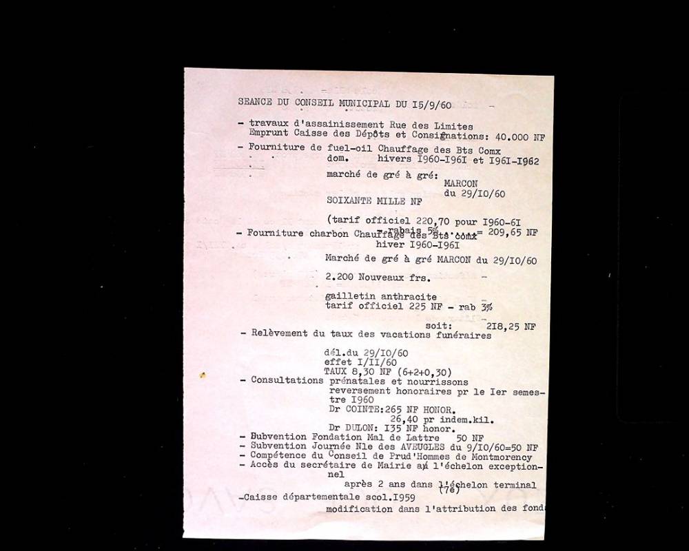 Comptes rendus de séances du Conseil municipal de 1951 à 1960