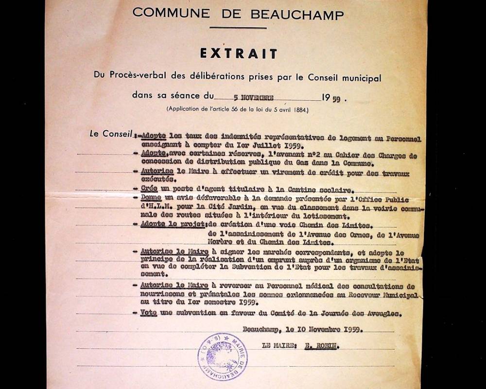 Comptes rendus de séances du Conseil municipal de 1951 à 1960